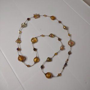 31 Inch Glass Bead Necklace With Flowers